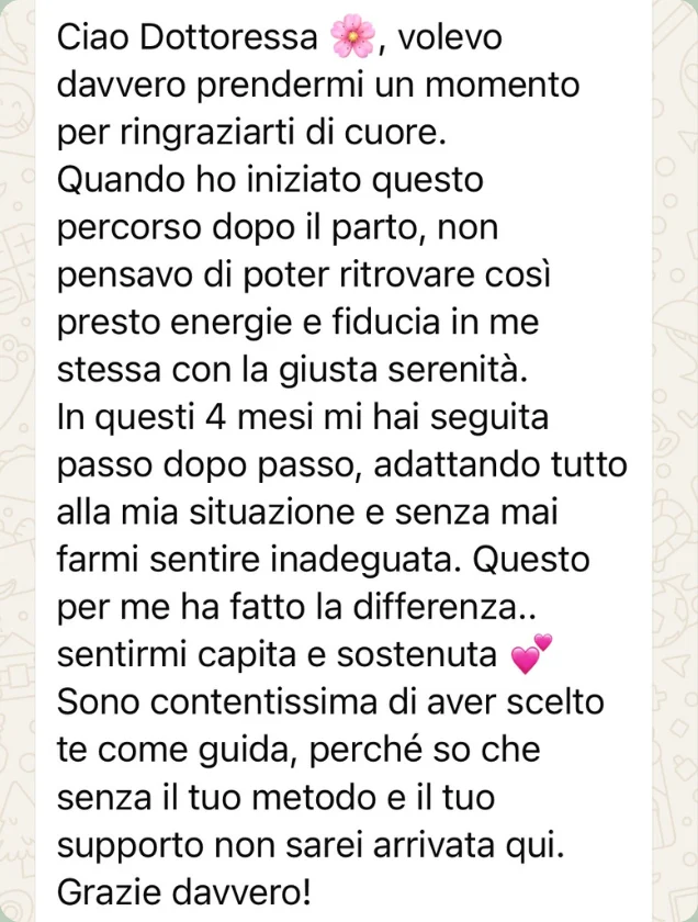 Messaggio di una paziente alla Dott.ssa