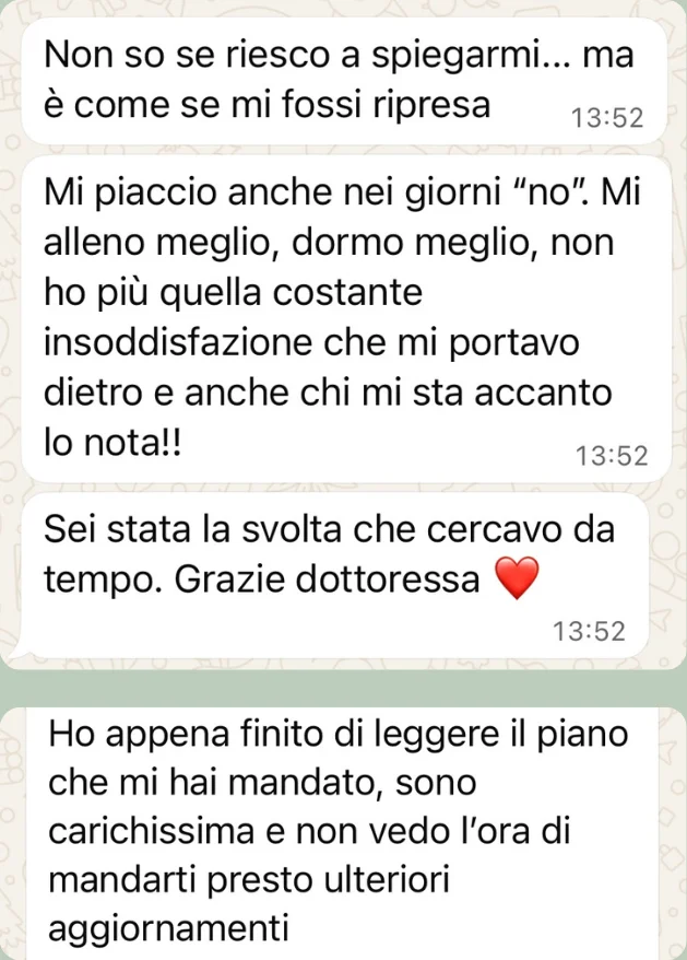 Messaggio di una paziente alla Dott.ssa