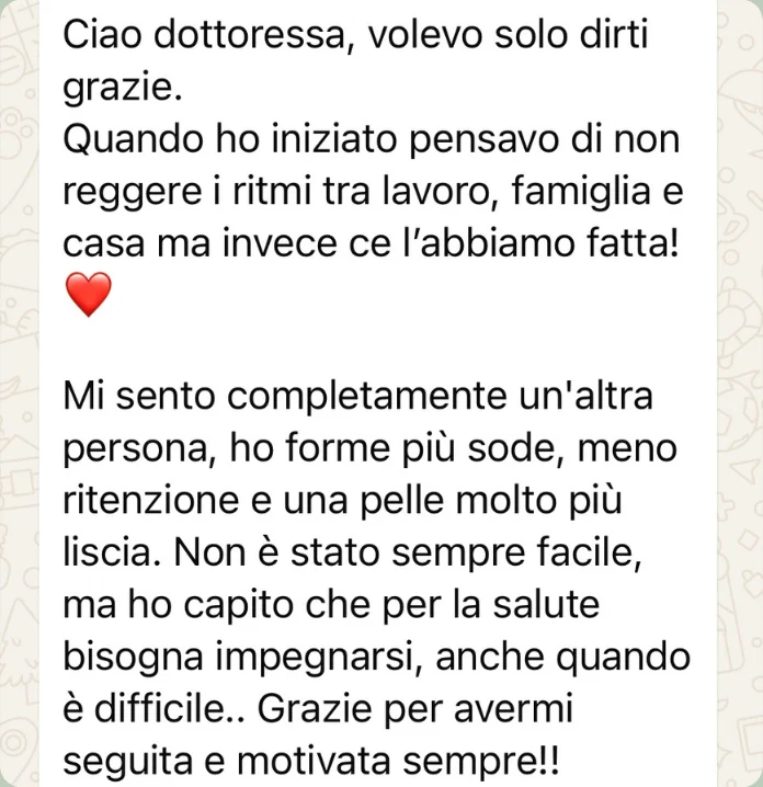 Messaggio di una paziente alla Dott.ssa